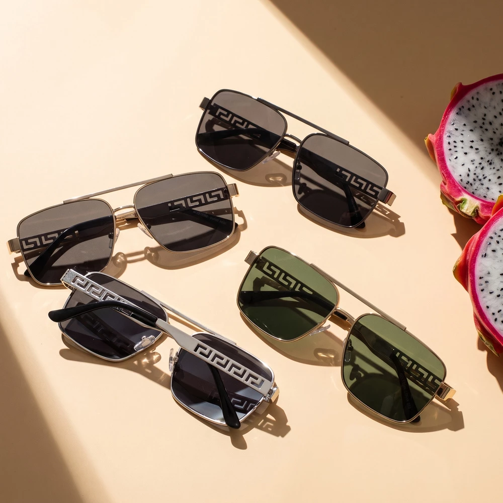 Square Lens Double Bridge Aviator Sunglasses