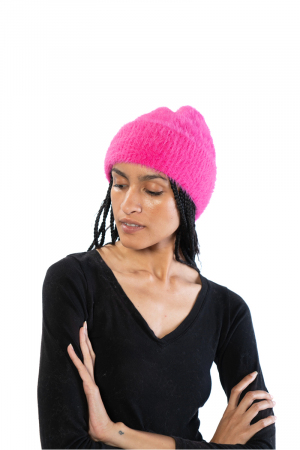 Fuzzy Knit Fashion Beanie