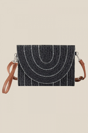 Stitched Straw Envelope Crossbody Bag