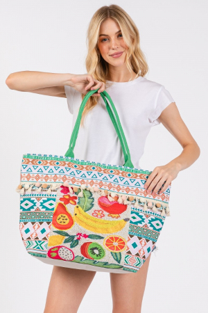Tribal Striped Assorted Fruit Tote Bag
