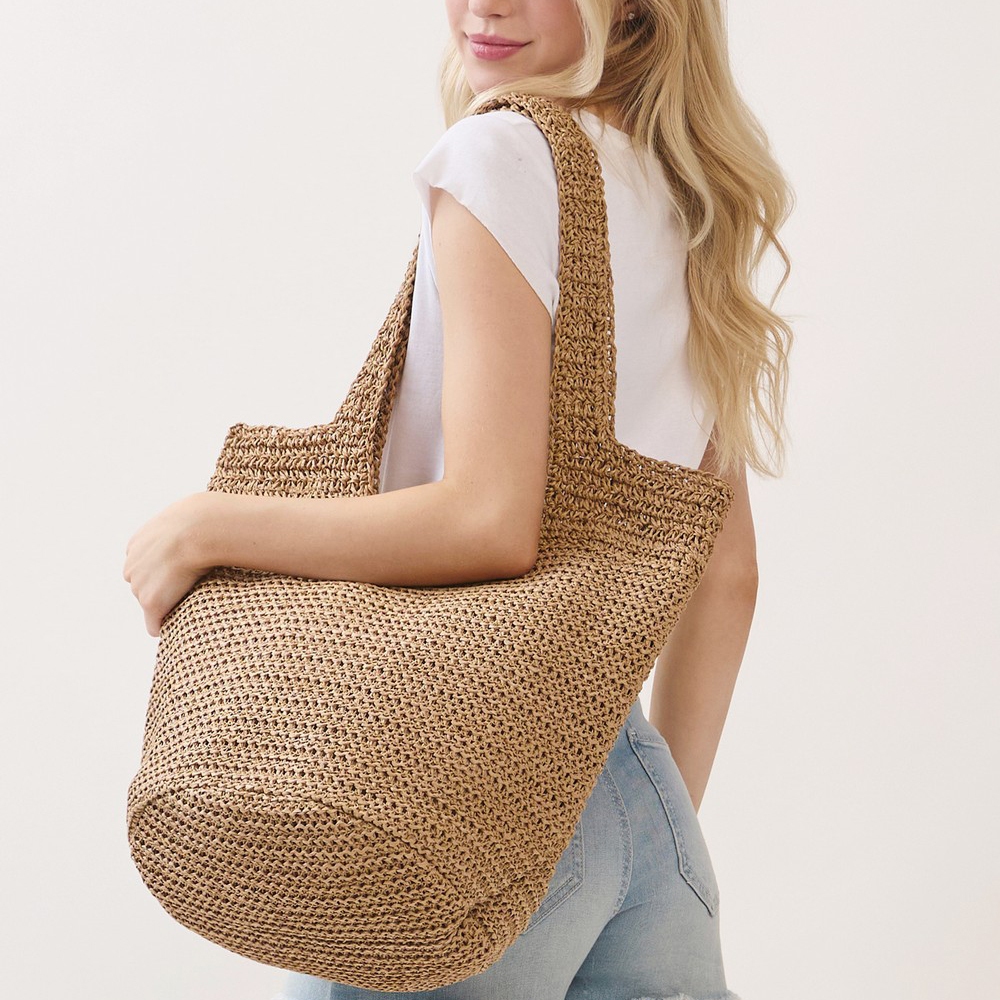 Handmade Round Bottom Woven Straw Tote Bag