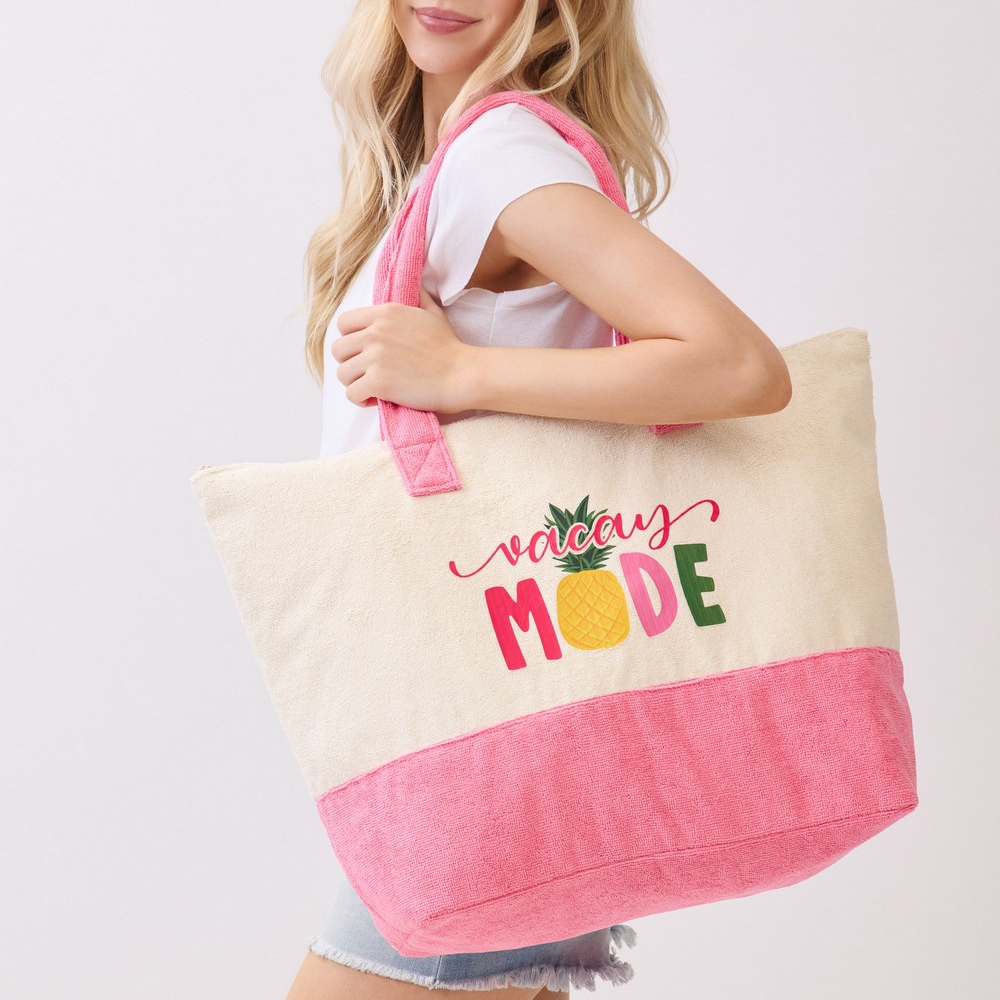 Vacay Mode Pineapple Terry Tote Bag