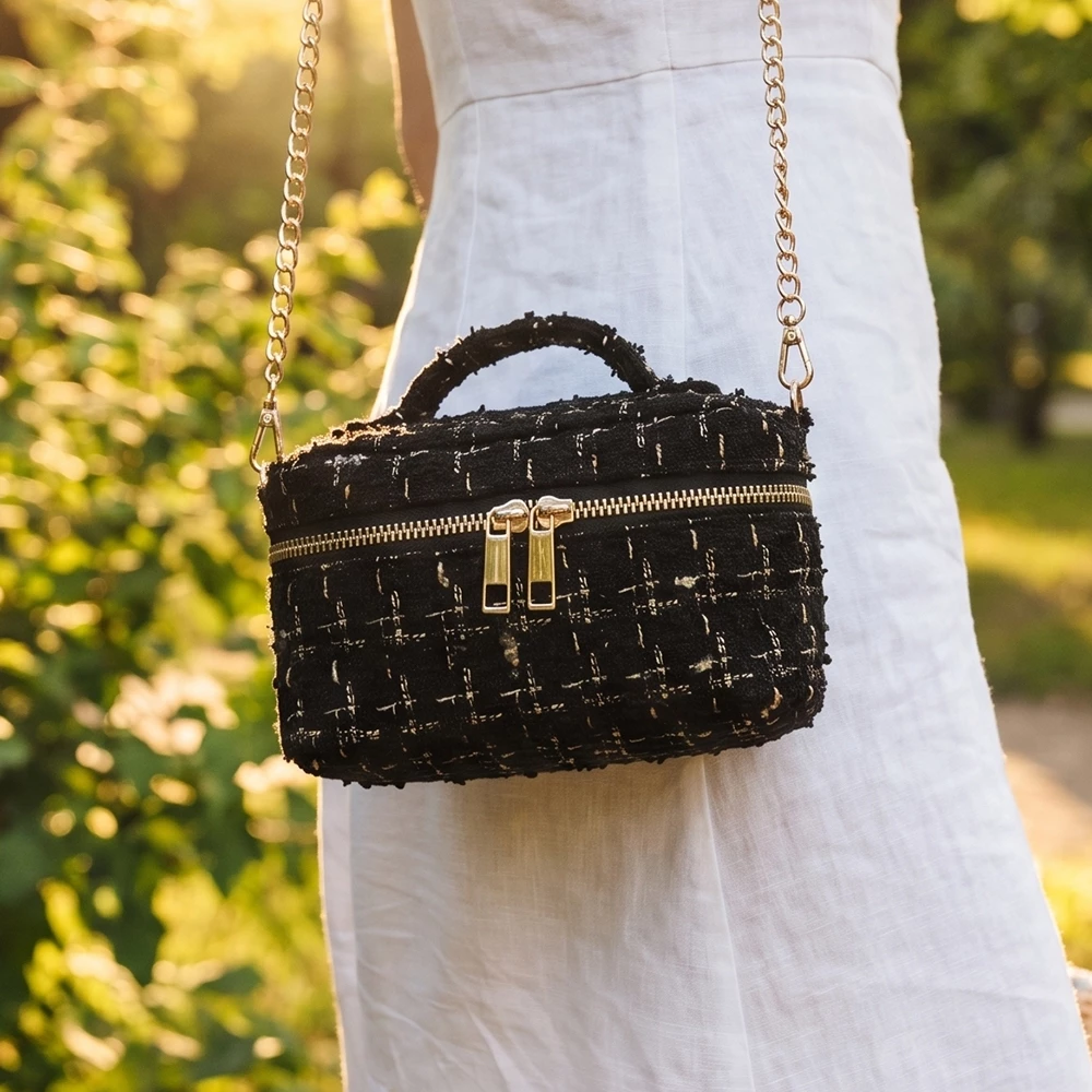 Tweed Top Handle Vanity Crossbody Bag