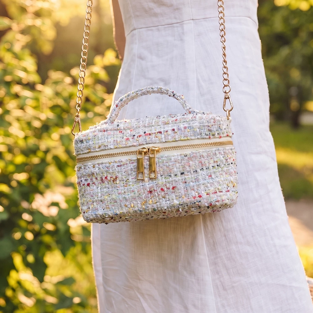 Confetti Tweed Chain Vanity Crossbody Bag