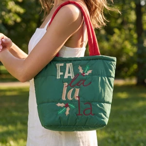 Fa La La Embroidered Puffer Tote Bag