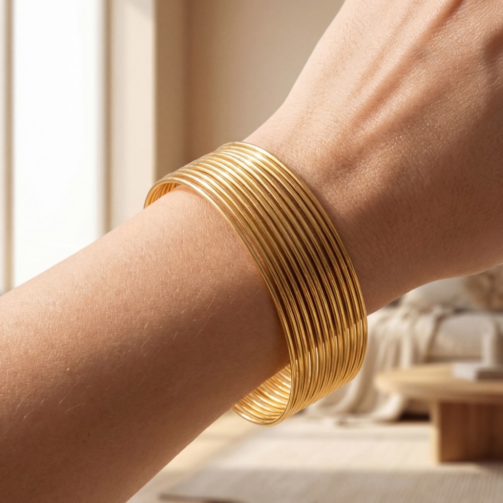 Dainty Metallic Bangle Bracelet Set