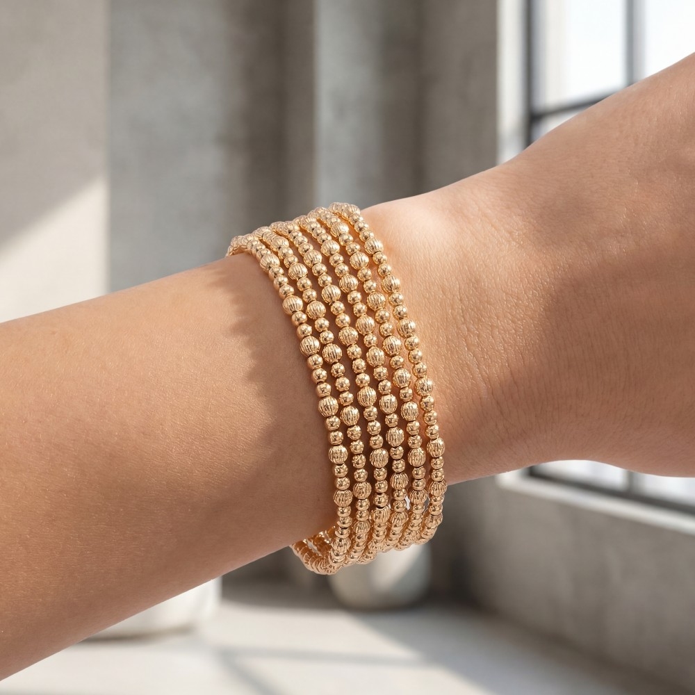 Mini Metallic Beaded Bracelet Set