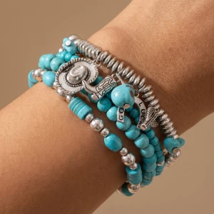 Turquoise Good Luck Horseshoe Charm Bracelet