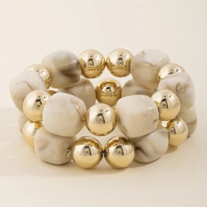 Chunky Tortoise Bead Stretch Bracelet Set