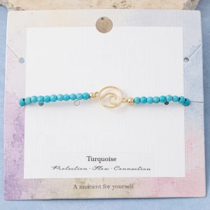 Faceted Turquoise Bead Open Wave Charm Bracelet