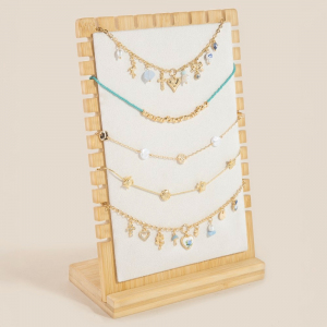 Wooden Rectangle Jewelry Organizer Display Stand