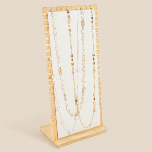 Elongated Wooden Rectangle Jewelry Display Stand
