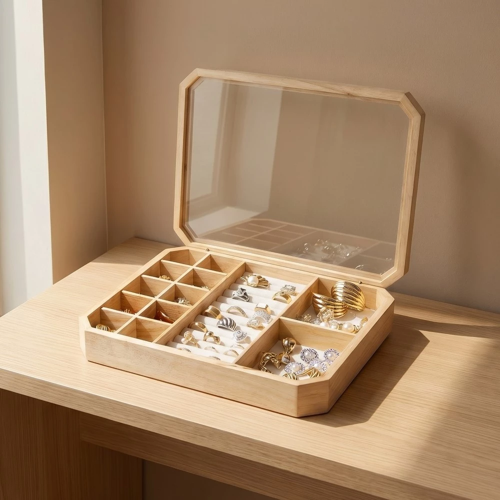 Wooden Jewelry Display Box Showcase