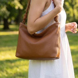 Knotted Strap Slouchy Bucket Bag