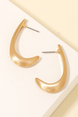 Brushed Metallic J Hoop Earrings