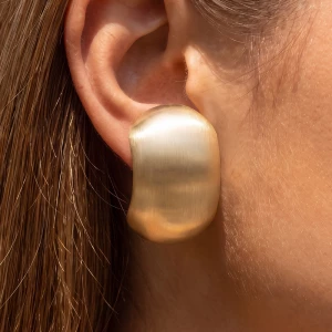 Brushed Matte Curved Dome Stud Earrings