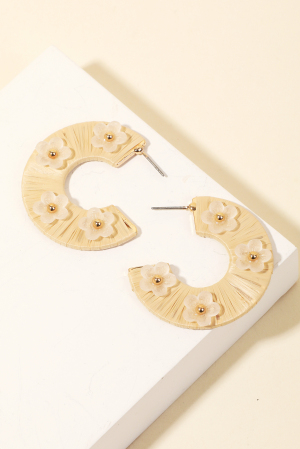 Flat Wrap Flower Stud Hoop Earrings