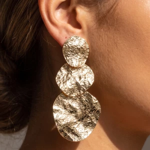 Hammered Triple Disc Drop Earrings