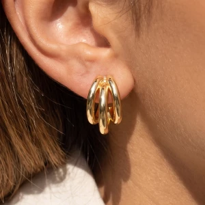 Triple Tube Chunky Open Hoop Earrings
