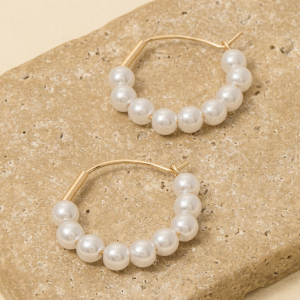 Pearl Beaded Hoop Earrings