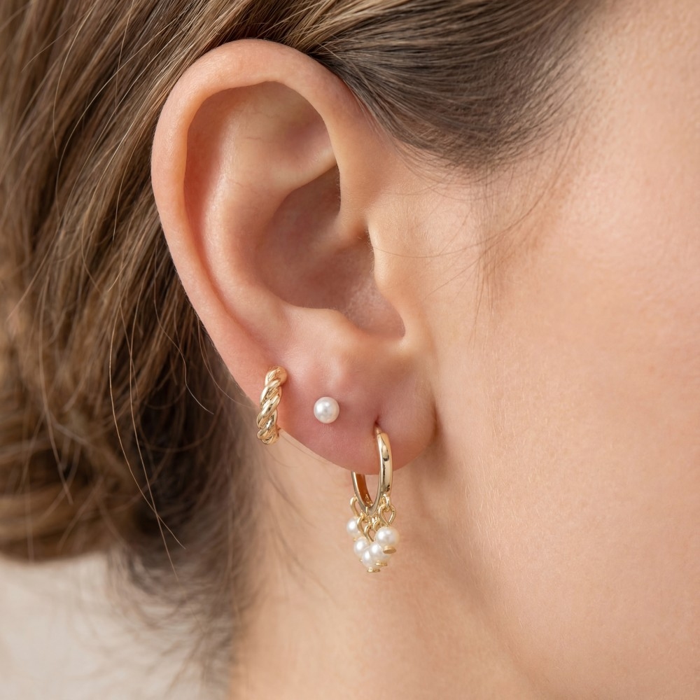 Three Pair Assorted Pearl Earrings Set