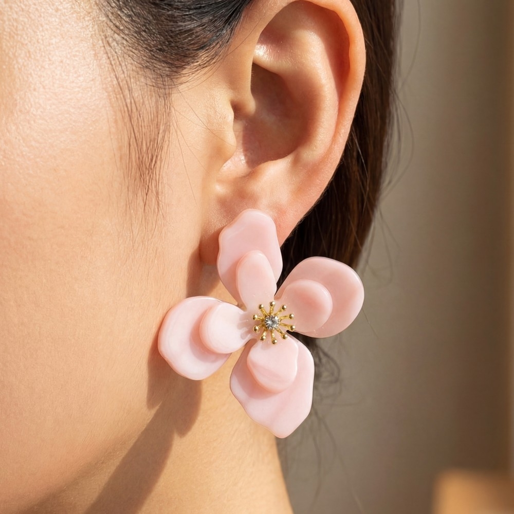 Resin Flower Stud Earrings