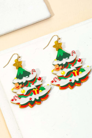 Snow Christmas Tree Earrings