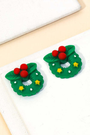 Mini Christmas Wreath Stud Earrings