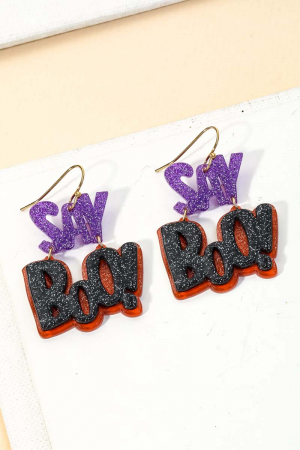 Say Boo Halloween Earrings