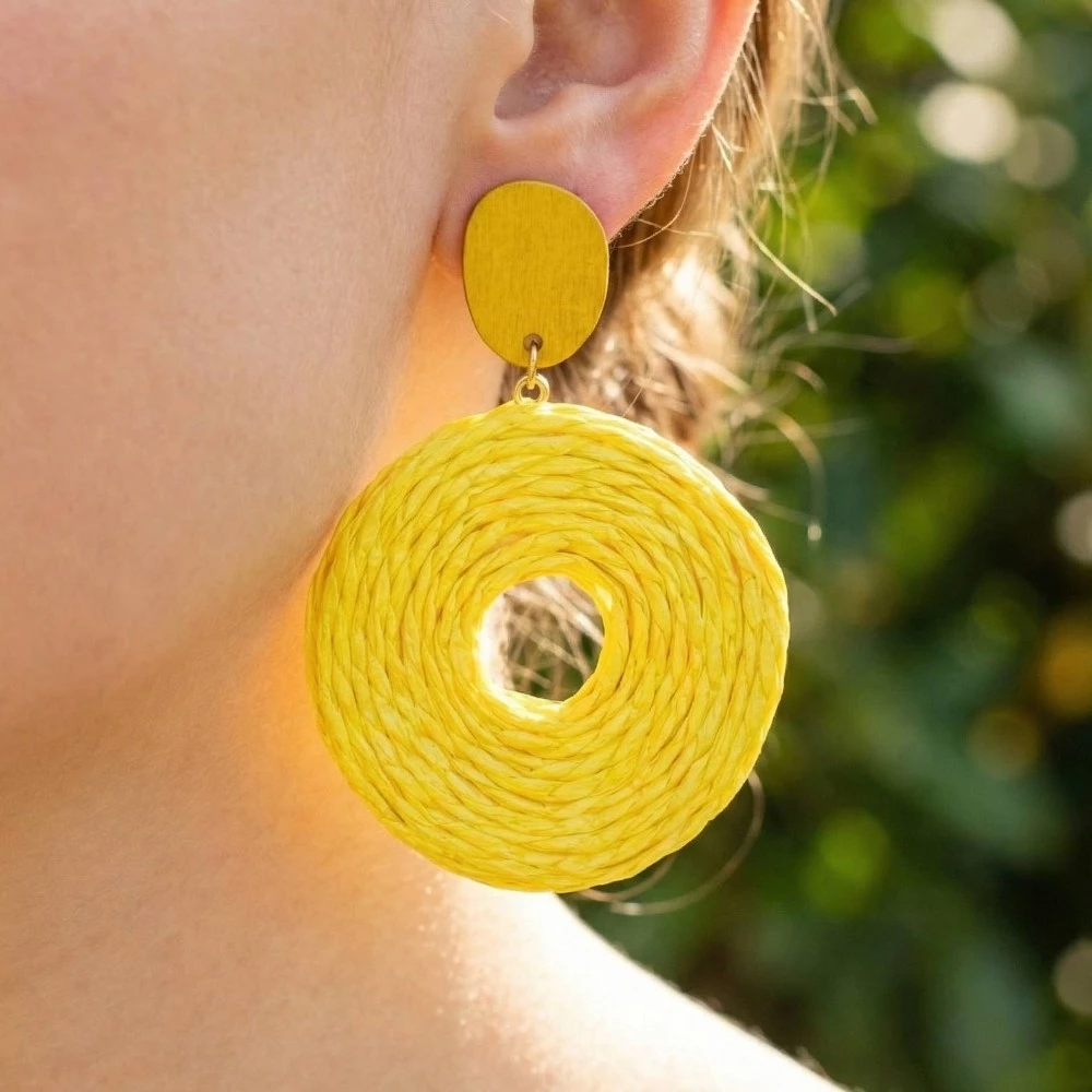 Paper Braided Hoop Dangle Earrings
