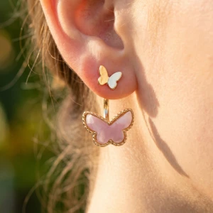 Tortoiseshell Butterfly Front Back Earrings