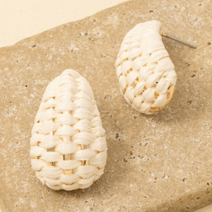 Raffia Weave Teardrop Dangle Earrings