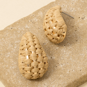 Raffia Weave Teardrop Dangle Earrings