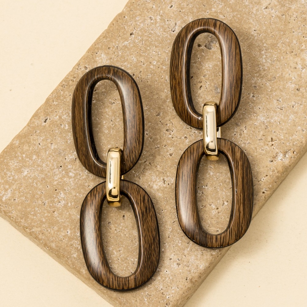 Wooden Ovals Dangle Earrings