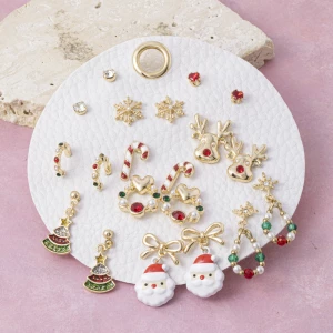 Christmas Snowflake And Santa Earring Set