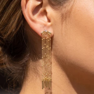 Baguette Cz Chain Fringe Duster Earrings