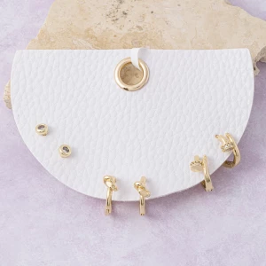 Three Pack Knot Huggie Cz Stud Earring Set