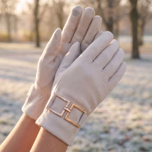 Buckle Strap Suede Touchscreen Gloves