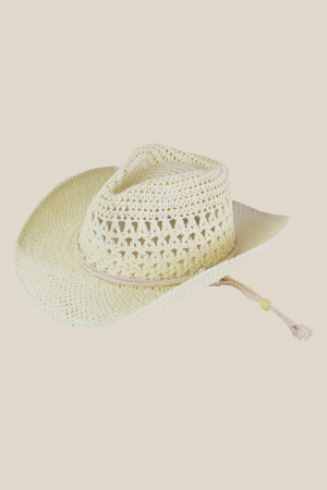 Straw Braided Rope Strap Cowboy Hat