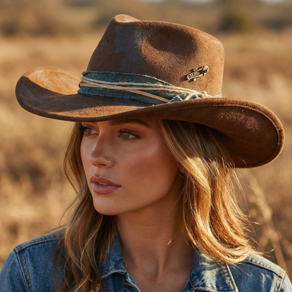 Vintage Safety Pin And Strap Western Cowboy Hat