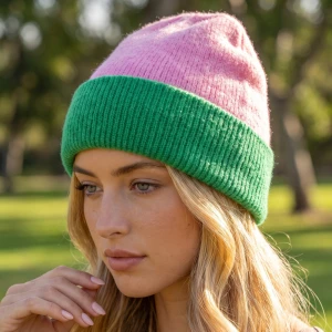 Colorblock Ribbed Cuff Knit Beanie