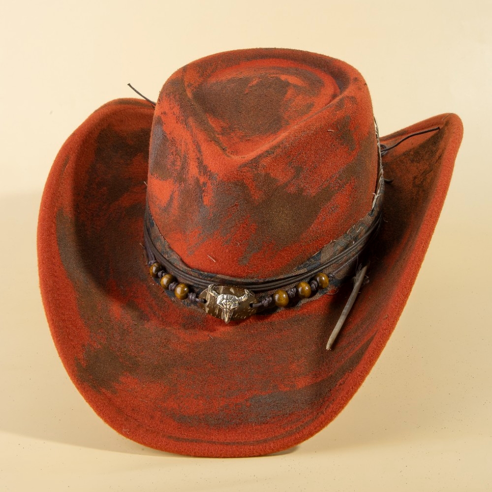 Rustic Red Western Longhorn Cowboy Hat