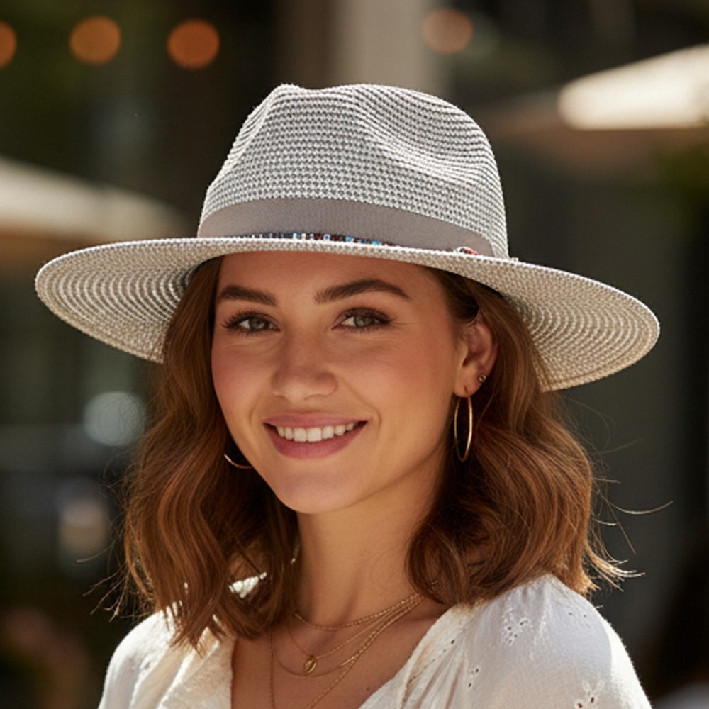 Summer Straw Fedora Hat