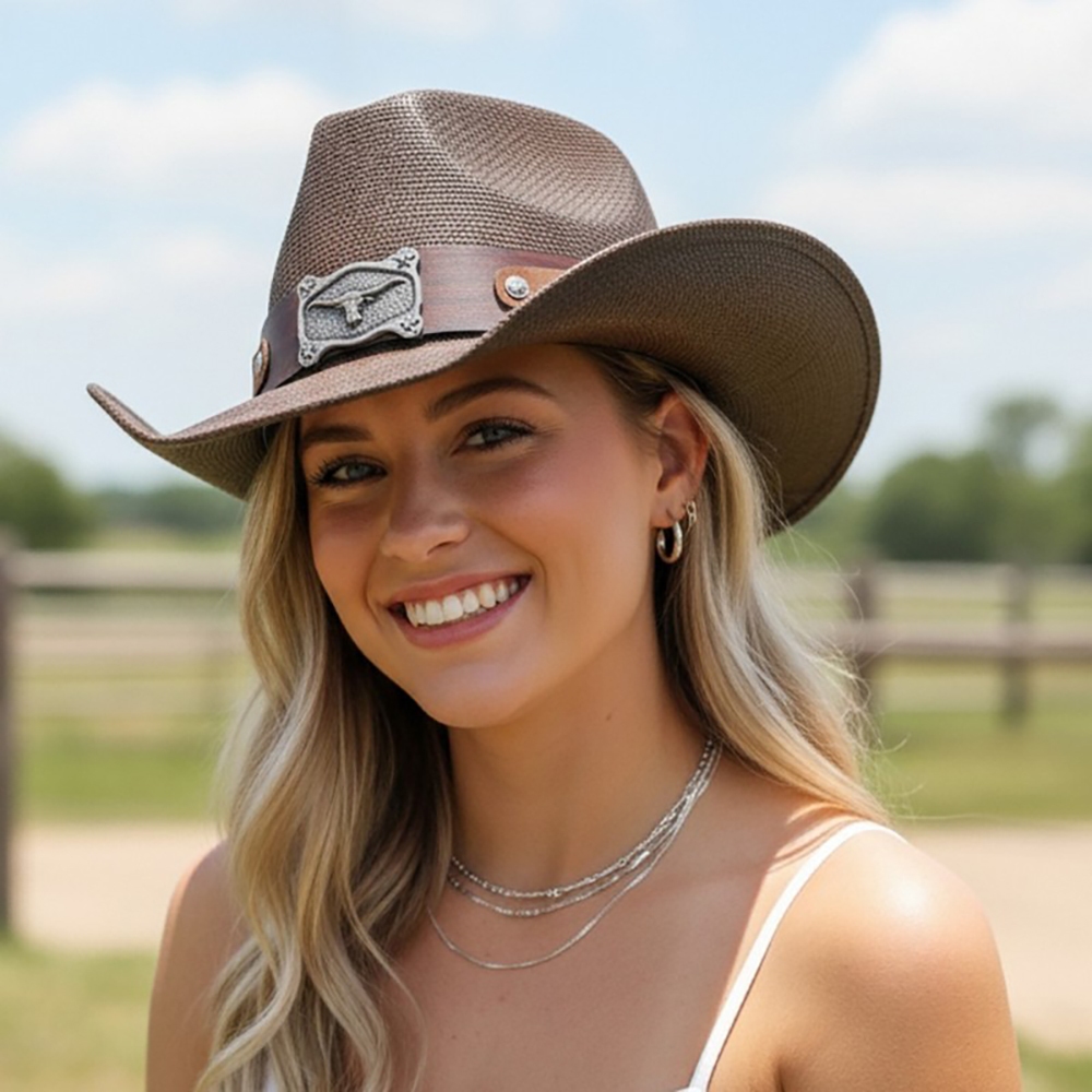 Vintage Western Longhorn Straw Cowboy Hat