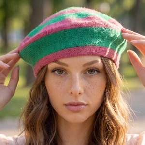 Wide Band Concentric Knit Beret