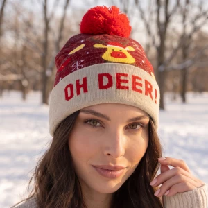 Oh Deer Reindeer Pompom Beanie
