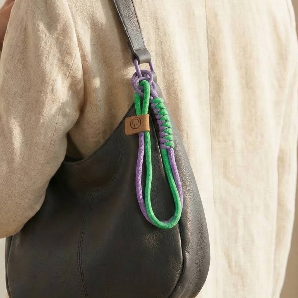 Two Tone Braided Bungee Cord Bag Charm