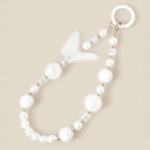 Butterfly And Pearl Beaded Bag Charm