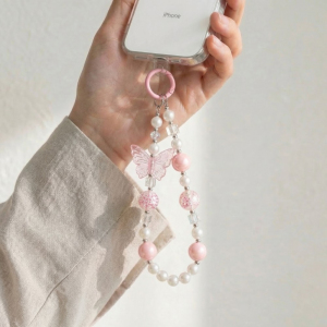 Butterfly And Pearl Beaded Bag Charm