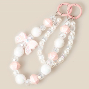 Ribbon Bow And Pearls Beaded Bag Charm